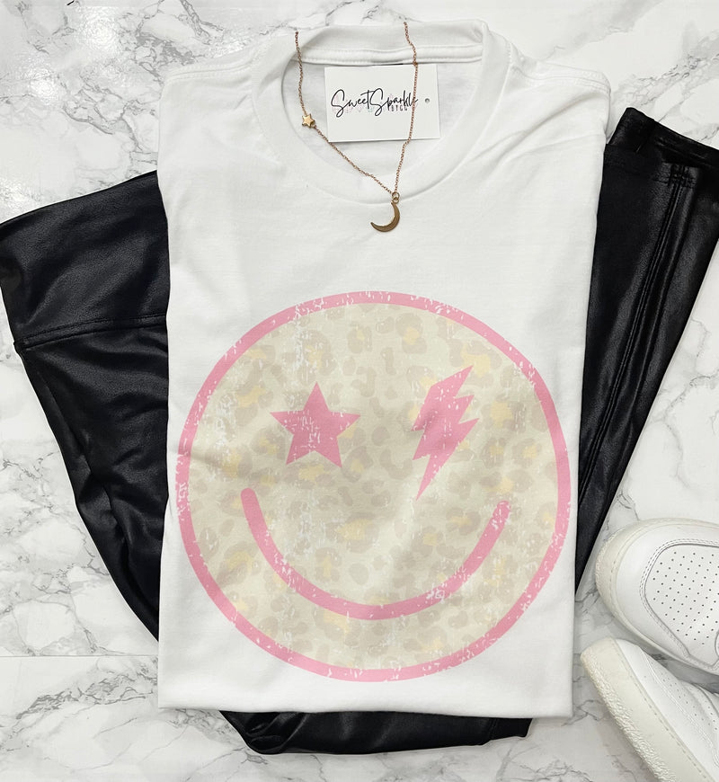 Star & lighting bolt smiley tee